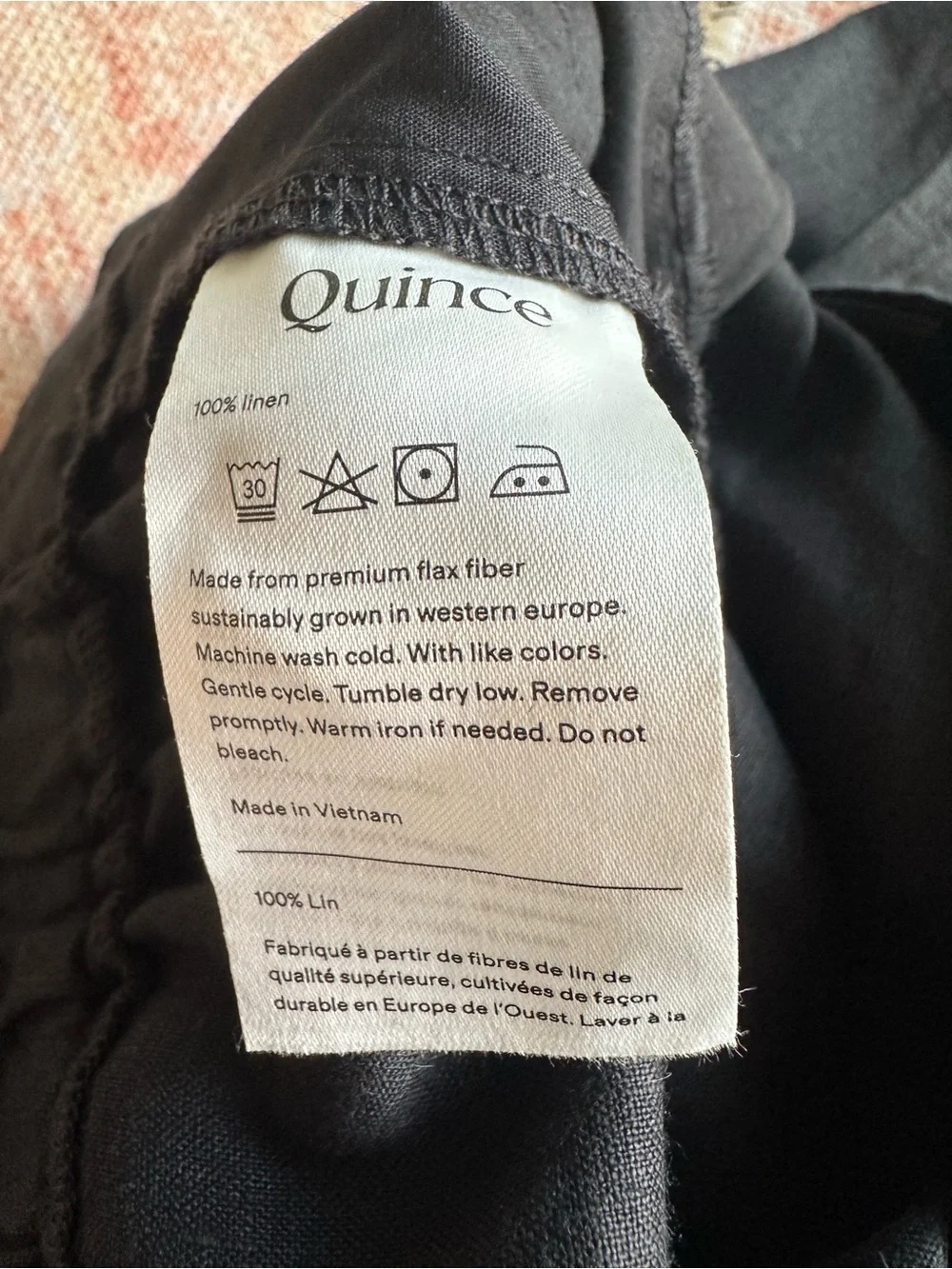 Quince 100% European Linen Pleated Trouser black size 10